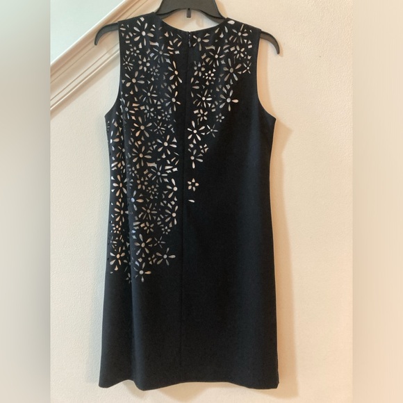 Calvin Klein Black Sheath Dress with Laser Cut Floral Pattern Size 6 - Picture 3 of 9